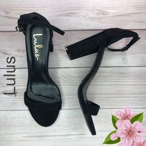 Lulu's Black Leather Heel Sandals Sexy Size 10